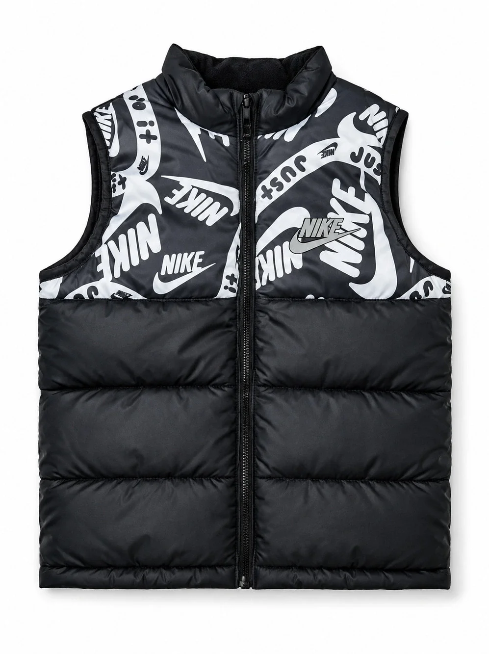 Nike Kids Puffer Vest Black Logo Print Youth Size 6-7